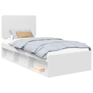 vidaXL Cadre de lit Blanc 75 x 190 cm Bois de pin massif