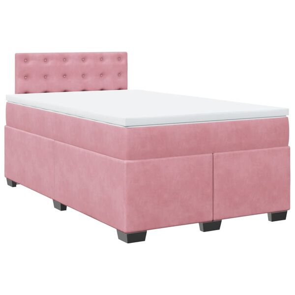 vidaXL Sommier &agrave; lattes de lit avec matelas Rose 120x200 cm Velours