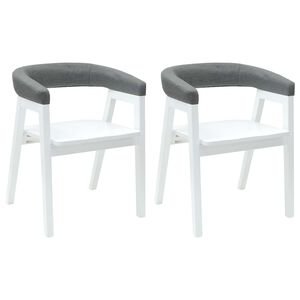 vidaXL Chaises de salle &agrave; manger 2 pc Bois de Caoutchouc Massif Blanc