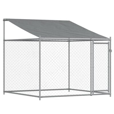 vidaXL Cage pour chien avec toit/portes gris 12x2x2 m acier galvanisé