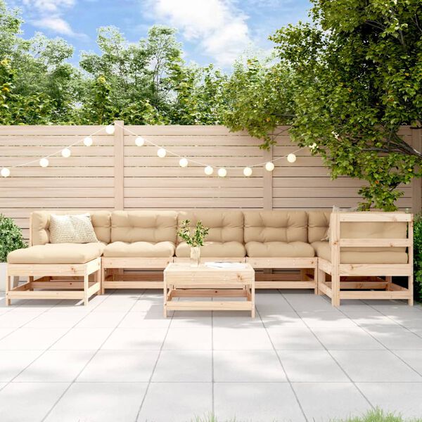 vidaXL Salon de jardin 8 pcs Bois de pin massif