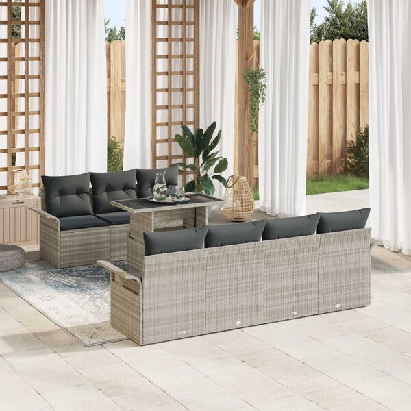vidaXL Ensemble de canap&eacute; de jardin 8 pcs Gris clair Poly Rattan