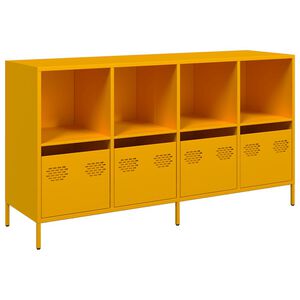 vidaXL Buffet jaune moutarde 135x39x73,5 cm acier lamin&eacute; &agrave; froid