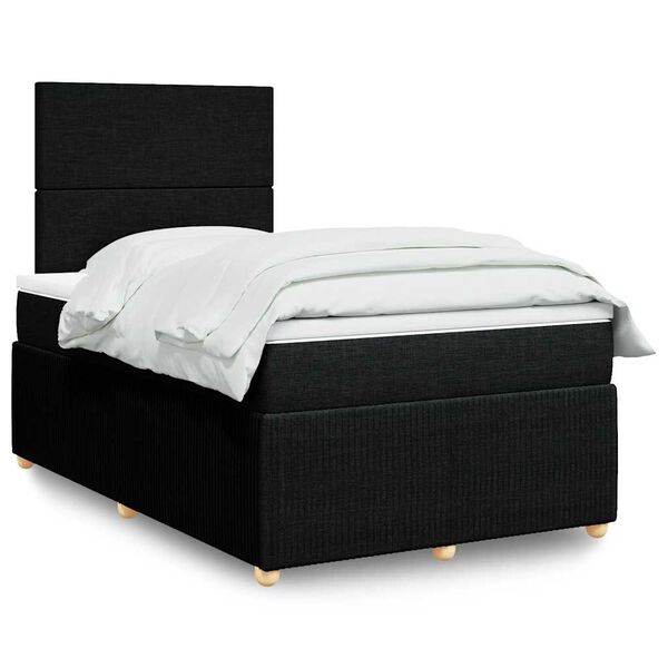 vidaXL Sommier &agrave; lattes de lit avec matelas Noir 120x200 cm Tissu