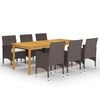 vidaXL Ensemble &agrave; manger de jardin 7 pcs Marron