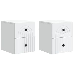 vidaXL Cabinet de chevet mural 2 pc Blanc 33 x 34,5 x 40 cm