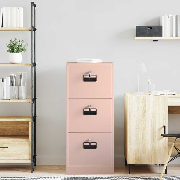 vidaXL Cabinet de Dossier Rose 44 x 50 x 106.5 cm Acier Lamin&eacute; &agrave; Froid