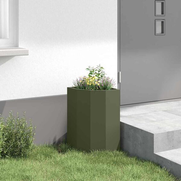 vidaXL Jardini&egrave;re d'Angle Vert olive 30 x 30 x 50 cm Acier