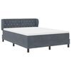 vidaXL Lit &agrave; ressorts avec matelas Gris fonc&eacute; 140 x 200 cm Velours