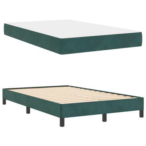 vidaXL Lit &agrave; ressorts avec matelas Vert fonc&eacute; 120 x 210 cm tissu