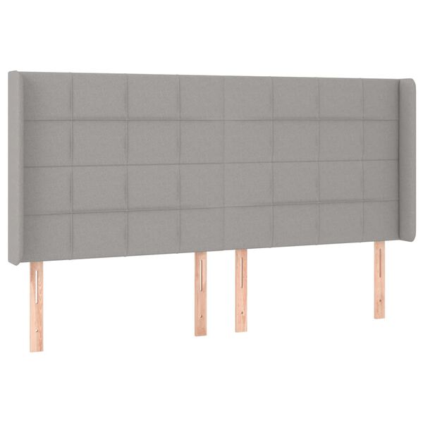 vidaXL T&ecirc;te de lit &agrave; LED Gris clair 203x16x118/128 cm Tissu