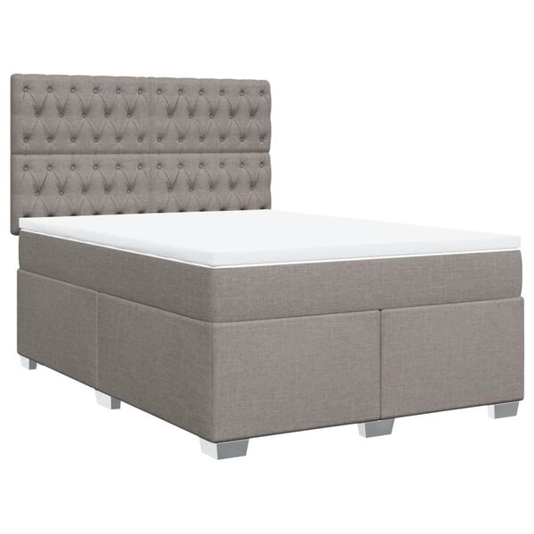 vidaXL Sommier &agrave; lattes de lit avec matelas Taupe 140x190 cm Tissu