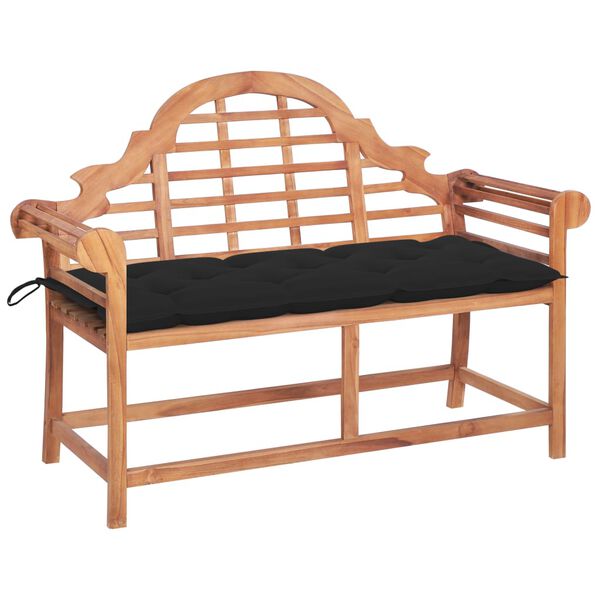 vidaXL Banc de jardin avec coussin noir 120 cm Bois de teck massif