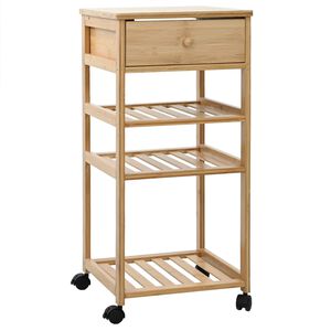 vidaXL Chariot de Cuisine avec Roues Naturel 37 x 36 x 80 cm Bambou