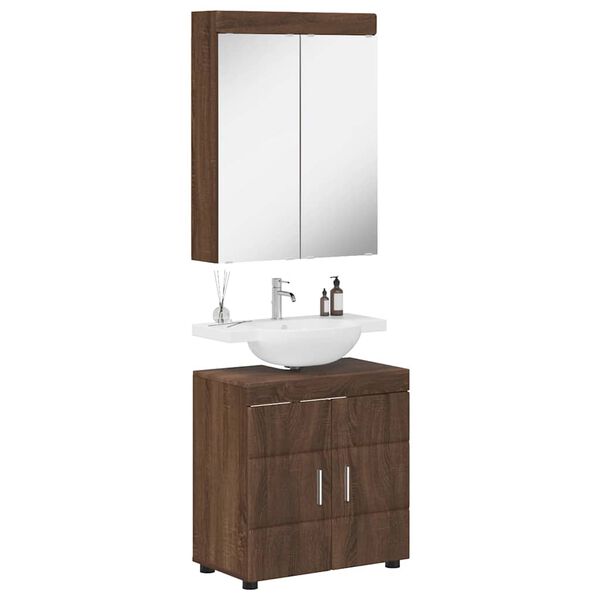 vidaXL Ensemble de mobilier de salle de bain TULUM Ch&ecirc;ne brun