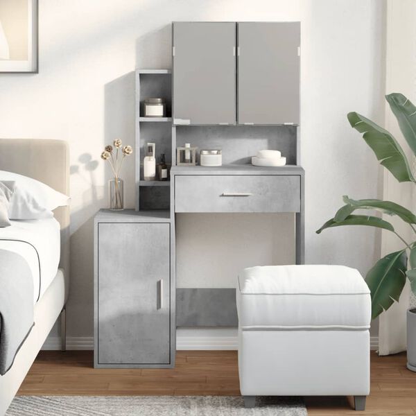 vidaXL Coiffeuse avec armoire gris b&eacute;ton 80x35x132 cm