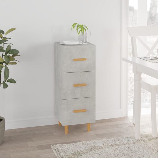 vidaXL Buffet Gris béton 34,5x34x90 cm Bois d'ingénierie