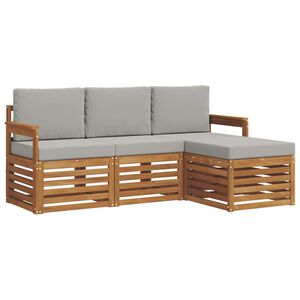 vidaXL Ensemble de canap&eacute;s d'ext&eacute;rieur 4 pcs Gris Naturel et Clair