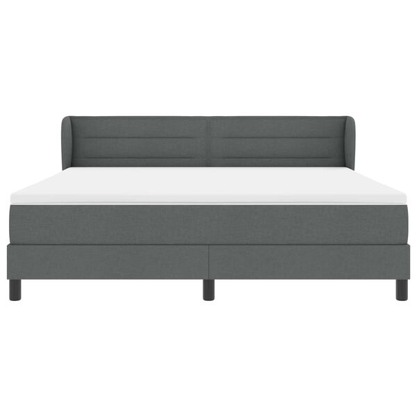 vidaXL Lit &agrave; ressorts avec matelas Gris fonc&eacute; 180 x 200 cm tissu