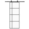 vidaXL Porte coulissante kit de quincaillerie noir 76x205 cm verre ESG