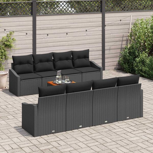 vidaXL Ensemble de canapé de jardin avec stockage 9 pcs Noir polyrotin