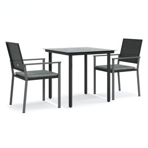 vidaXL Ensemble &agrave; manger de jardin 3 pcs coussins r&eacute;sine tress&eacute;e acier