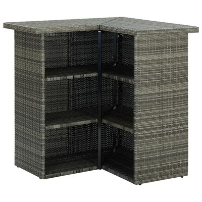 vidaXL Meuble de bar de jardin 4 pcs avec coussins Résine tressée Gris