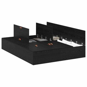 vidaXL Cadre de lit avec rangement Ch&ecirc;ne noir 160 x 200 cm