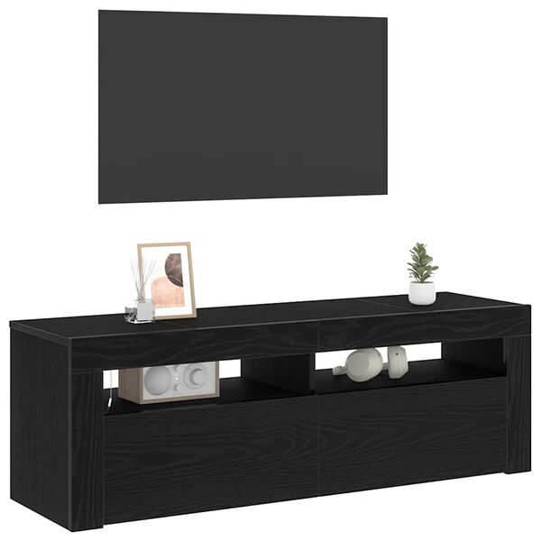 vidaXL Meuble TV Ch&ecirc;ne noir 120 x 35 x 40 cm Bois d'ing&eacute;nierie