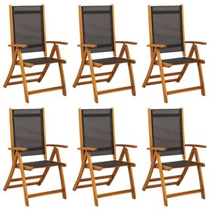 vidaXL Chaises de jardin pliantes lot de 6 acacia massif et textil&egrave;ne
