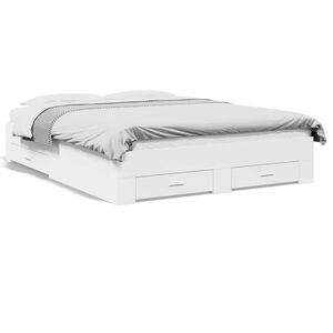 vidaXL Cadre de lit avec tiroirs sans matelas blanc 150x200 cm