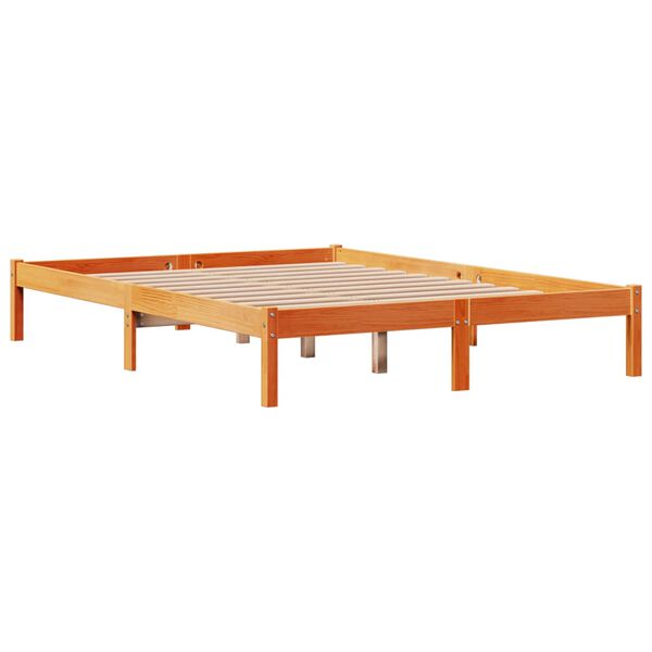 vidaXL Cadre de lit et t&ecirc;te de lit sans matelas cire marron 120x190 cm