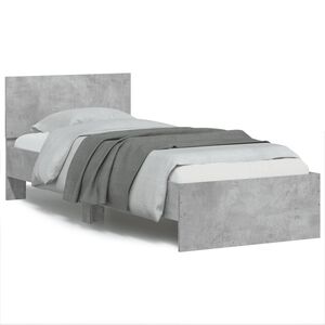 vidaXL Cadre de lit sans matelas avec t&ecirc;te de lit gris b&eacute;ton 90x190 cm