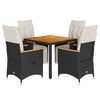 vidaXL Ensemble de bistro de jardin 5 pcs coussins noir poly rotin