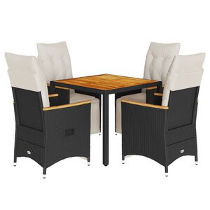 vidaXL Ensemble de bistro de jardin 5 pcs coussins noir poly rotin