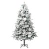 vidaXL Sapin de Noël pré-éclairé avec neige floquée/cônes 225cm PVC/PE