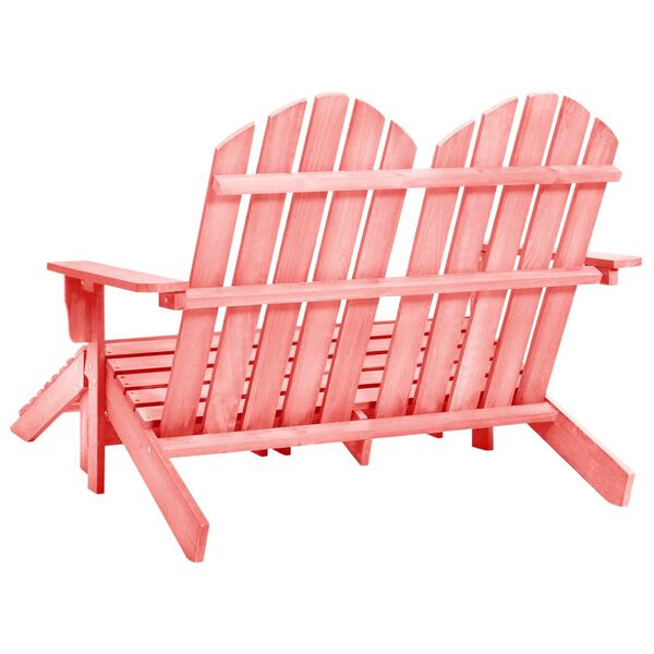vidaXL Chaise de jardin Adirondack 2 places et pouf sapin rose