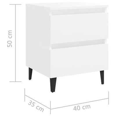 vidaXL Tables de chevet 2 pcs Blanc 40x35x50 cm Aggloméré