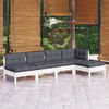 vidaXL Salon de jardin 5 pcs avec coussins blanc bois de pin