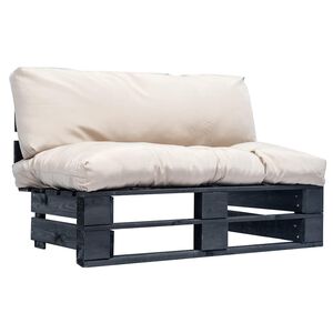 vidaXL Canap&eacute; de jardin palette avec coussins Sable Pin&egrave;de
