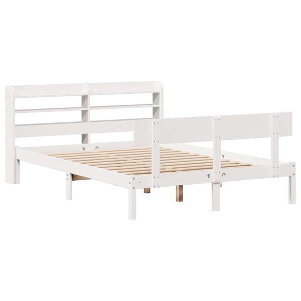 vidaXL Cadre de lit sans matelas blanc 140x190 cm bois de pin massif