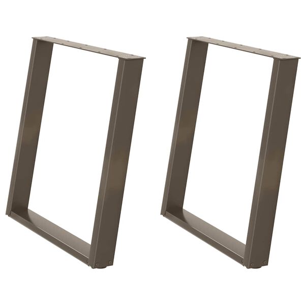 vidaXL Pieds de table &agrave; manger en U 2 pi&egrave;ces Acier naturel 80 x (72-73) cm Acier