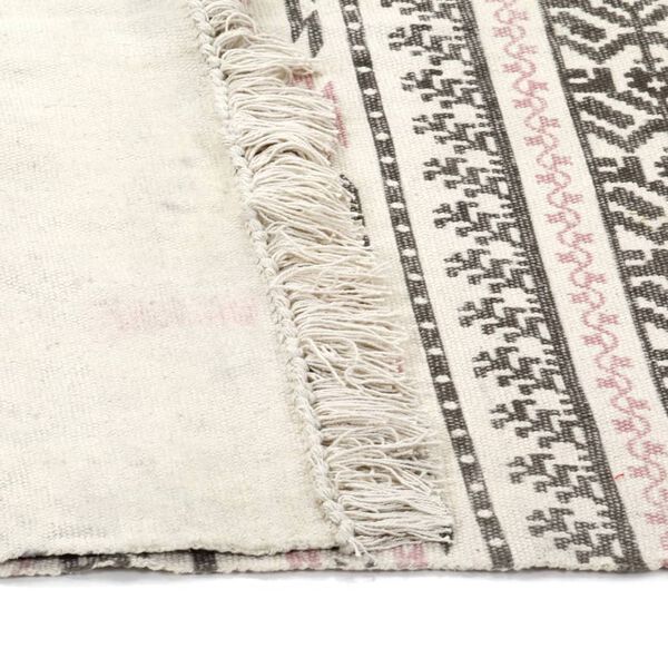 vidaXL Tapis Kilim Coton 160 x 230 cm avec motif Gris/rose