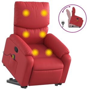 vidaXL Fauteuil inclinable de massage Rouge Similicuir