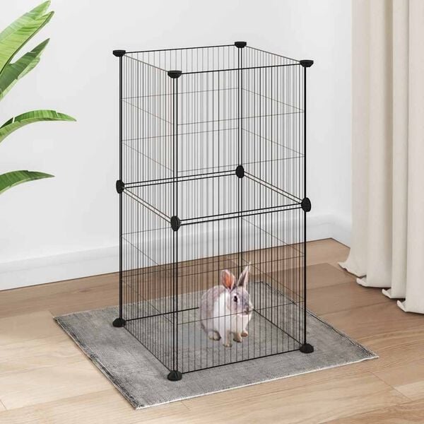 vidaXL Cage animaux de compagnie à 8 panneaux Noir 35x35 cm Acier