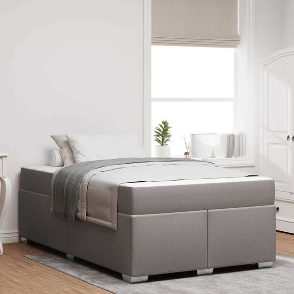vidaXL Cadre de lit avec matelas Taupe 120 x 190 cm tissu