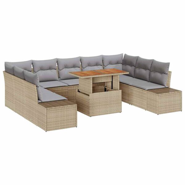 vidaXL Ensemble de salle &agrave; manger pour jardin 10 pcs Beige et gris