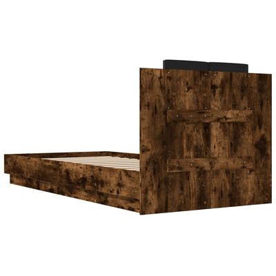 vidaXL Cadre de lit avec tête de lit chêne fumé 100x200 cm