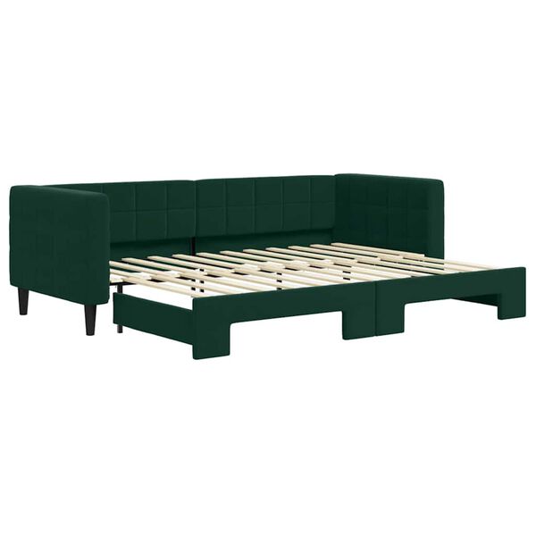 vidaXL Lit de jour avec gigogne sans matelas vert fonc&eacute; 80x200 cm