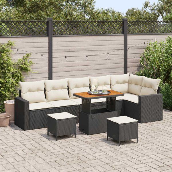 vidaXL Ensemble de canap&eacute; de jardin 11 pcs Noir et Cr&egrave;me polyrotin